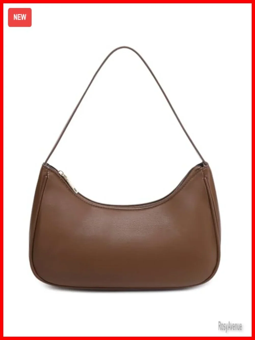 Lightweight PU Leather Hobo Shoulder Bag with Zipper Closure